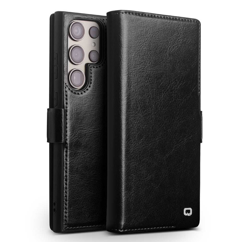 QIALINO For Samsung Galaxy S22 Ultra 5G Full-Wrapped Flip Phone Case Genuine Cow Leather Shockproof Wallet Stand Cover QIALINO For Samsung Galaxy S22 Ultra 5G Full-Wrapped Flip Phone Case Genuine Cow Leather Shockproof Wallet Stand Cover